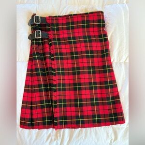 Red Plaid kilt / skirt with Buckle Detail